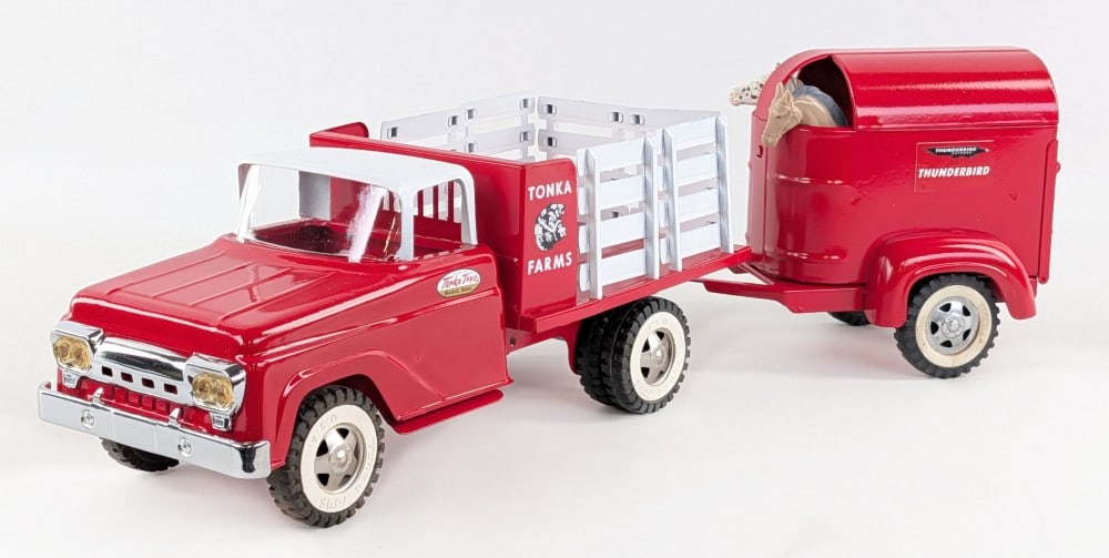 Custom Tonka Farms Stake Bed Truck w/ Horse Trailer (1 of 10)