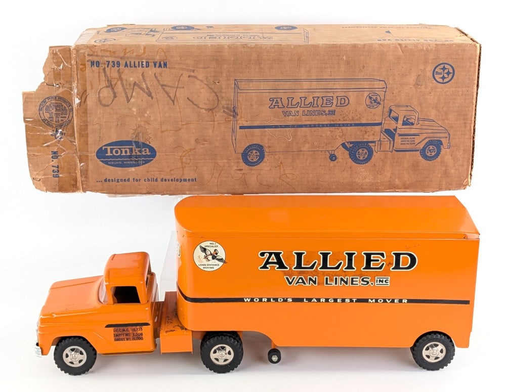 Original Tonka Allied Van Lines Inc. Truck and Trailer with Box (1 of 11)