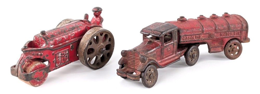 AC Williams Cast Iron Gasoline Tanker Truck & Road Roller (1 of 9)