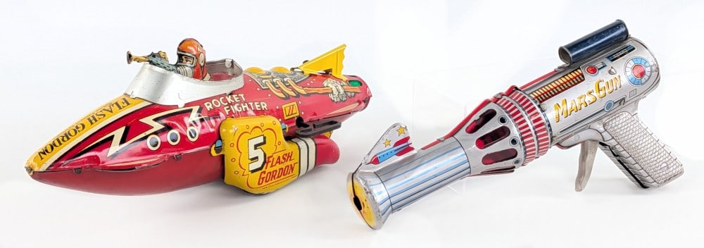 Marx Windup Flash Gordon Rocket Fighter & Daiya Mars Gun (1 of 11)