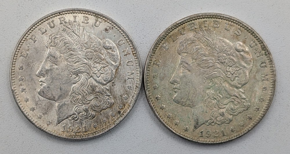 (2) 1921 United States Morgan Silver Dollars (1 of 2)