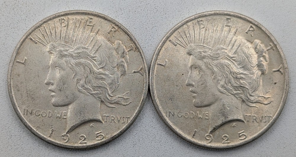 (2) 1925 United States Peace Silver Dollars (1 of 2)