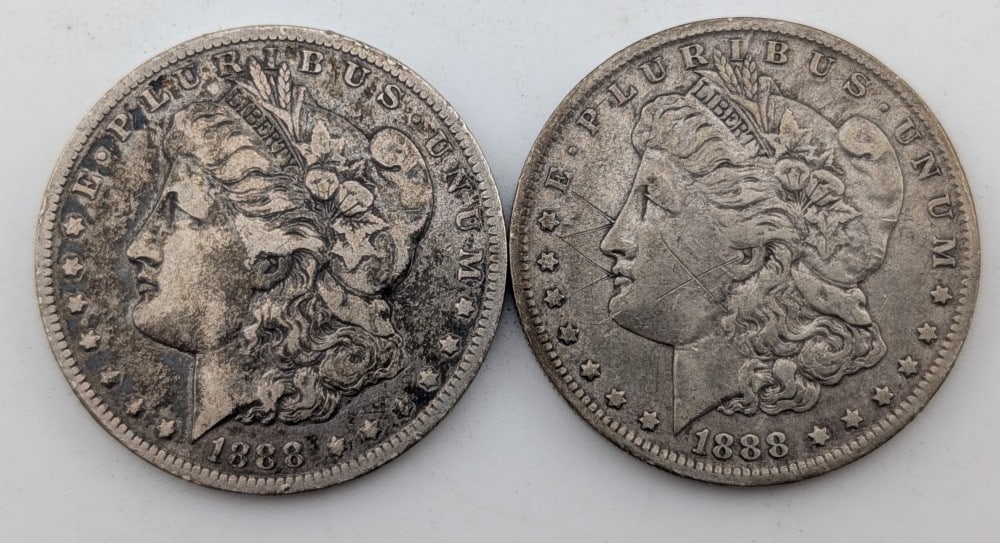 (2) 1888-O United States Morgan Silver Dollars (1 of 2)