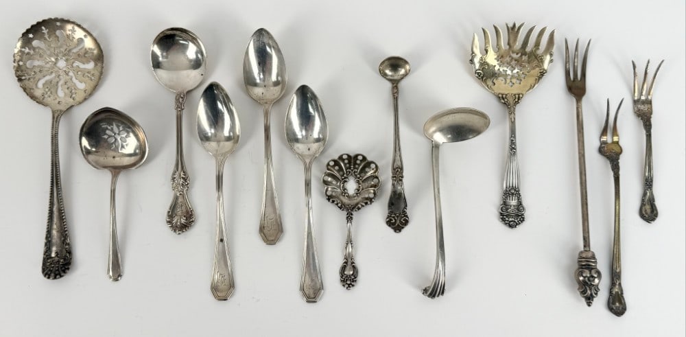 Lot Of Thirteen Mixed Pattern Sterling Silver Flatware Items (1 of 12)
