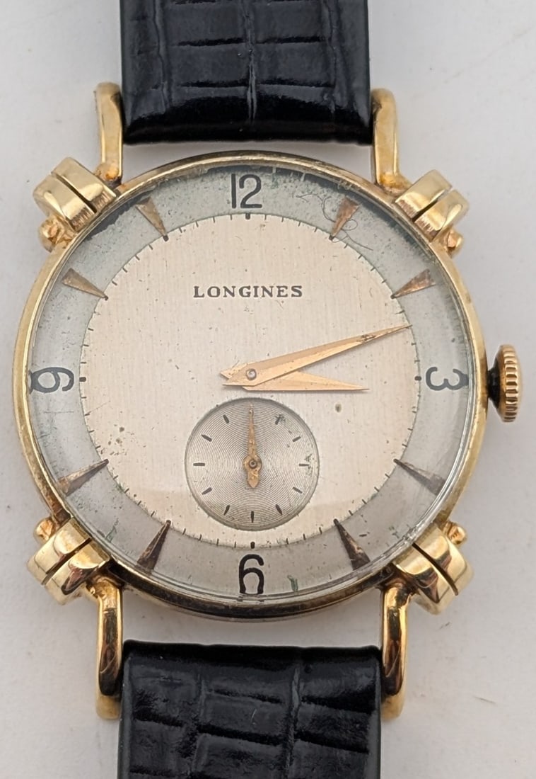 Vintage Men's Longines Knot Lugs 14K Yellow Gold Wristwatch (1 of 9)