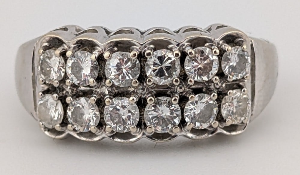14K White Gold Double Row Diamond Ring (1 of 4)