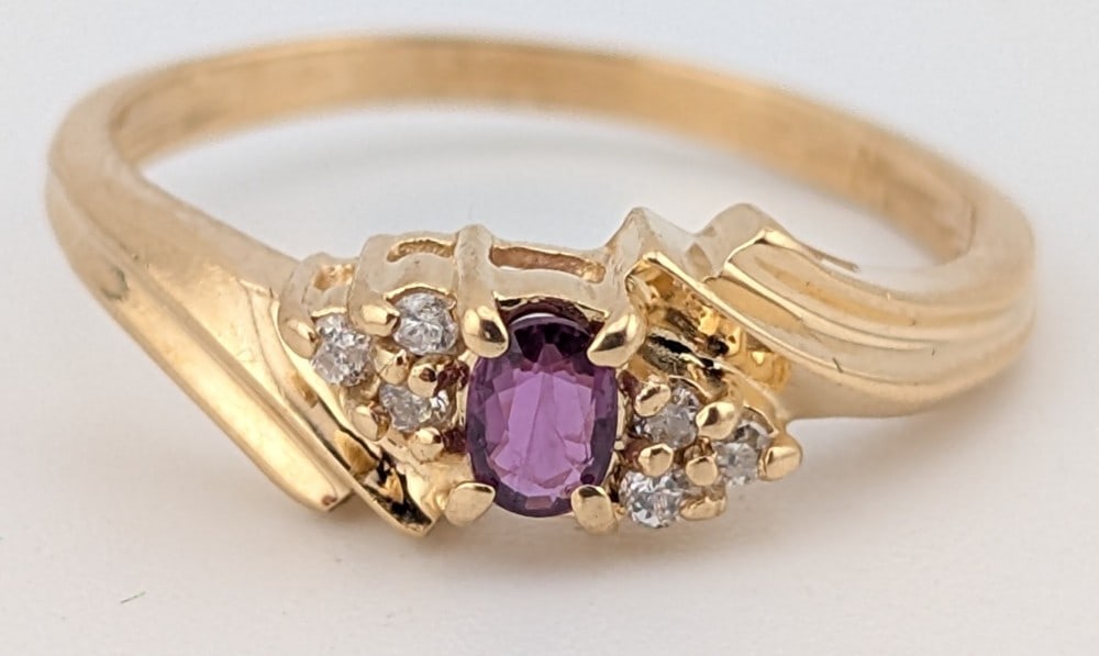 14K Gold Amethyst & Diamond Ring (1 of 4)