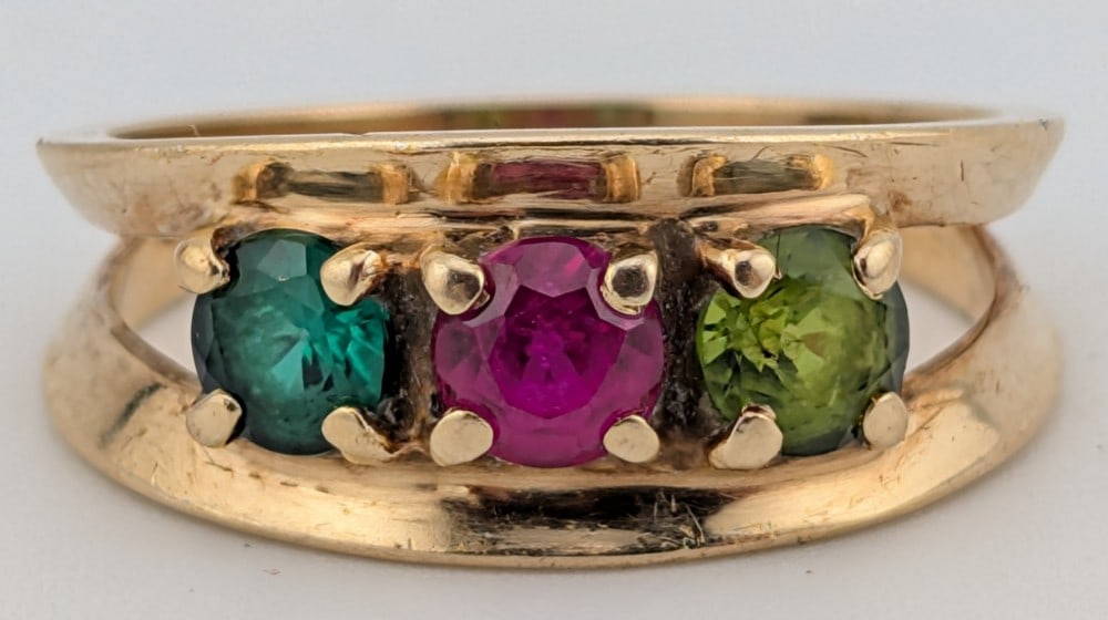 10K Gold Emerald Ruby & Peridot Ring (1 of 4)