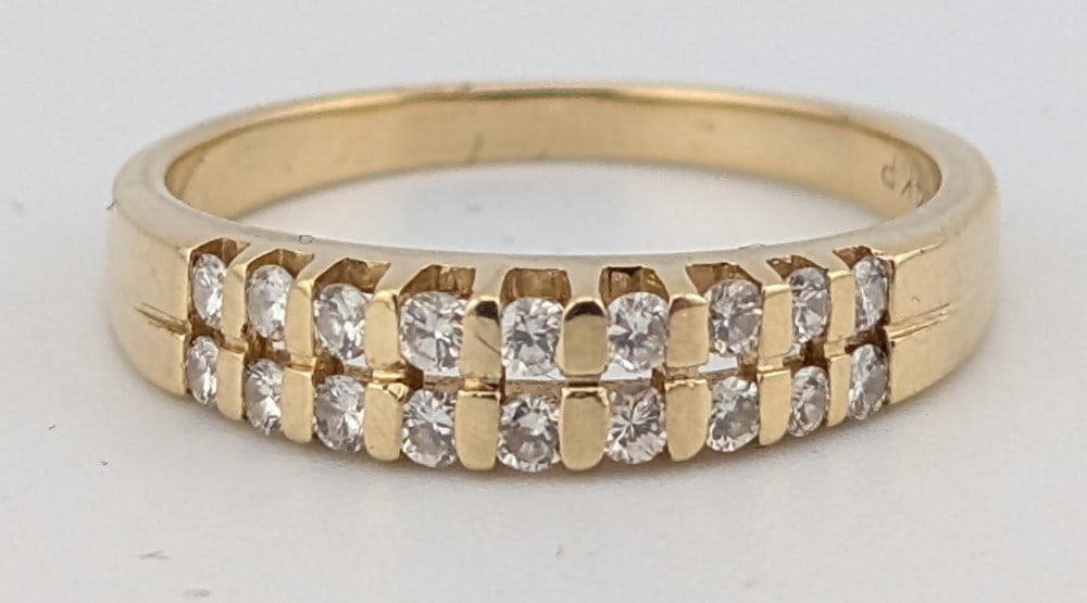 14K Plumb Double Row Diamond Ring (1 of 4)