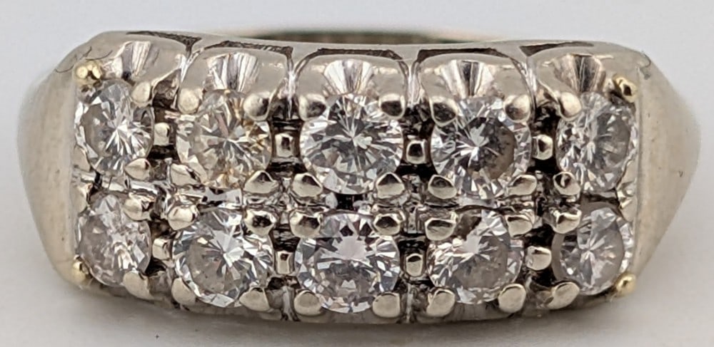 14K White Gold Double Row Diamond Ring (1 of 4)