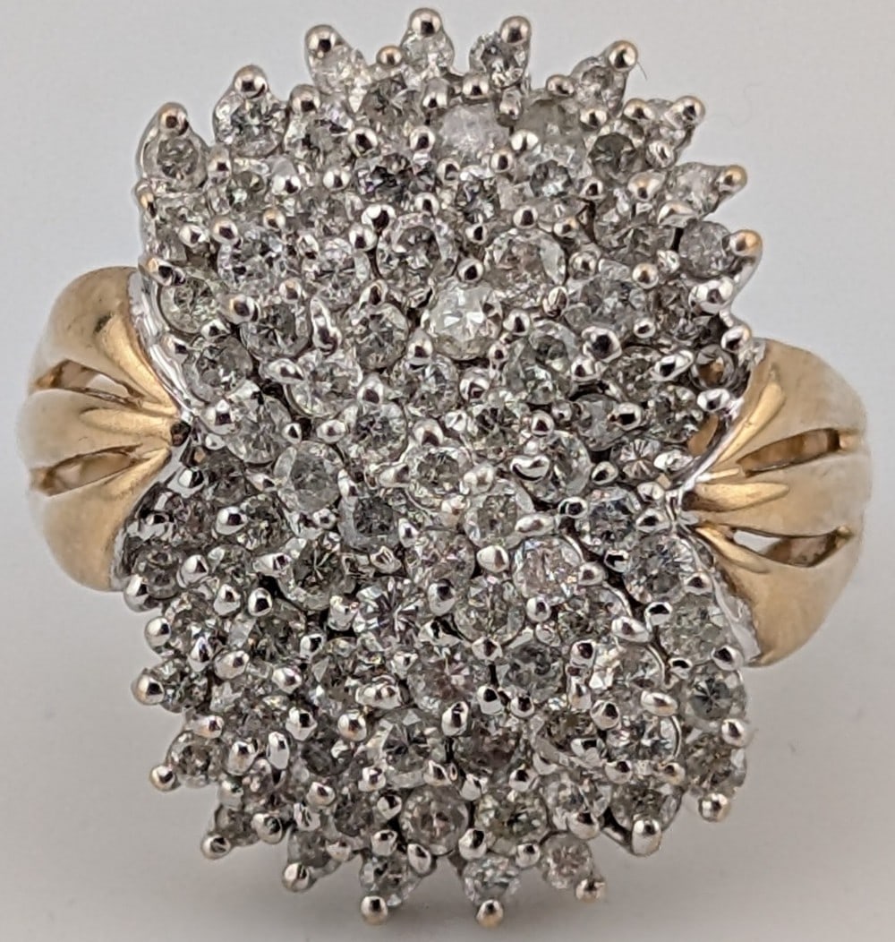 14k Yellow Gold Diamond Cluster Cocktail Ring (1 of 4)