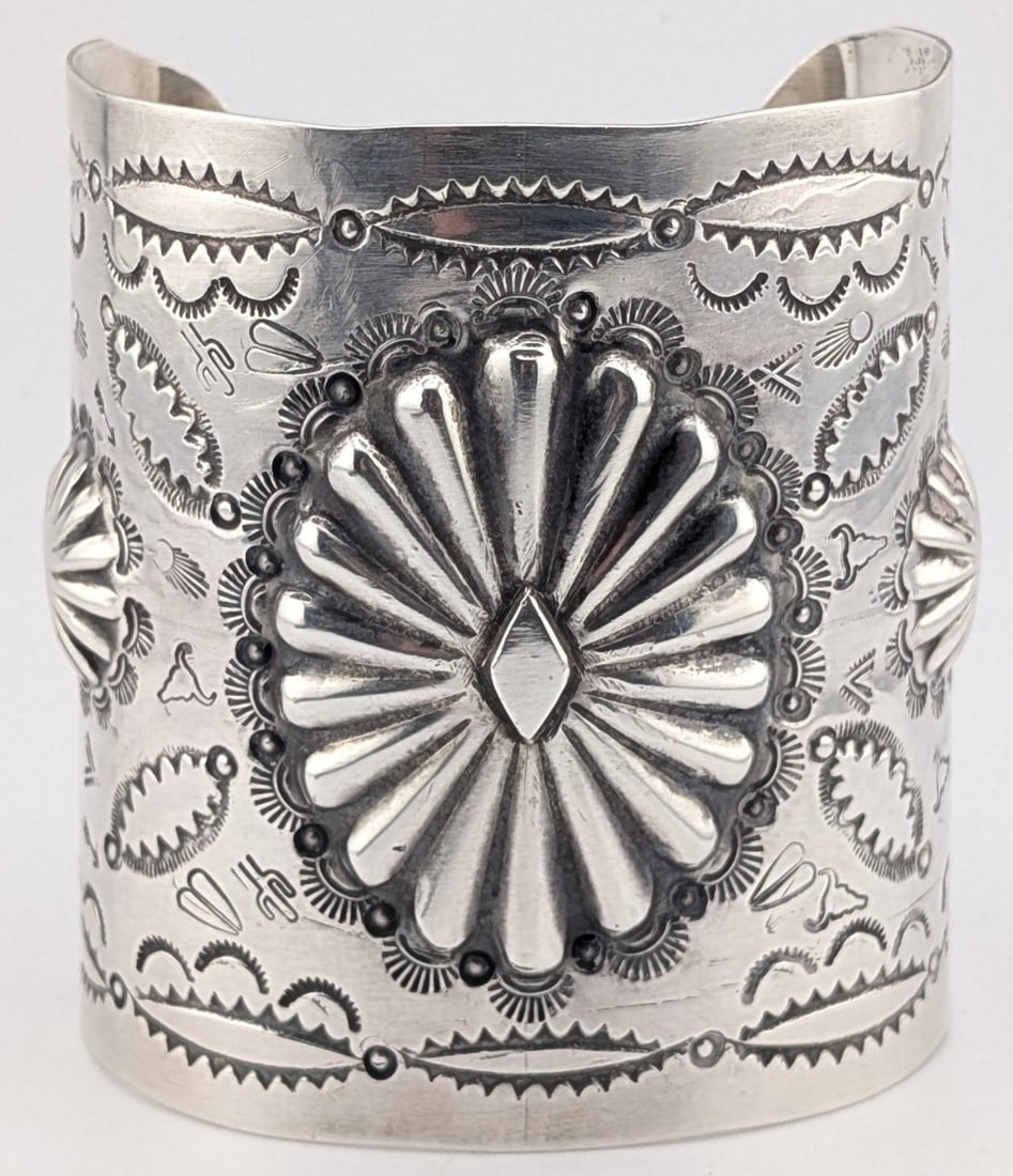 Gary G. Sanchez & Rocki Gorman Sterling Silver Repouss? Stamped Cuff Bracelet (1 of 5)