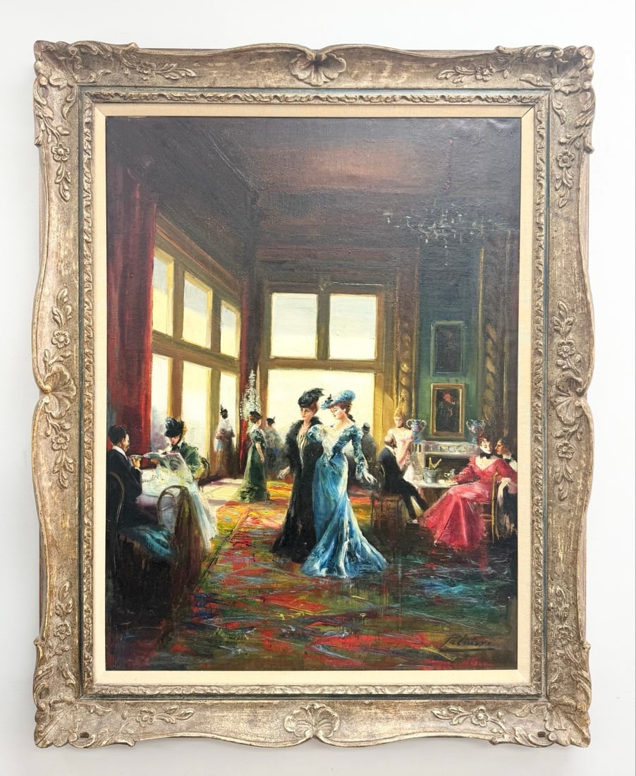Alfredo Palmero De Gregorio "Interieur Du Chateau Vincennes Paris" Oil On Canvas Painting (1 of 4)