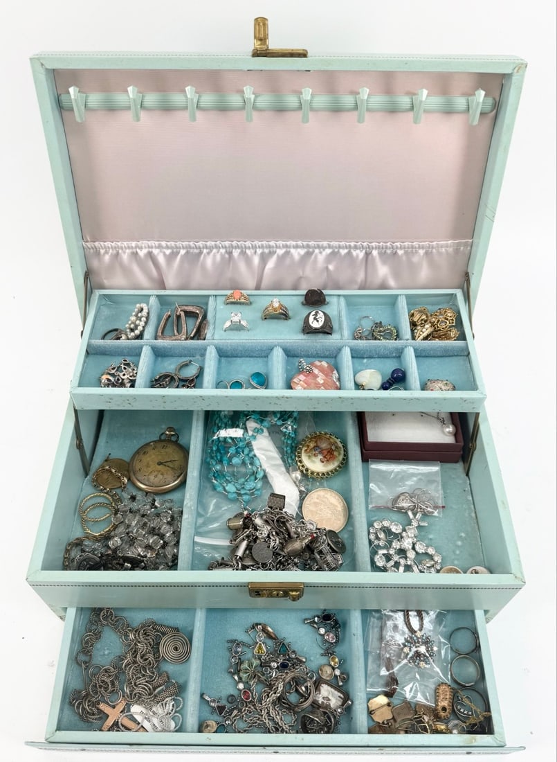 Sterling Silver & Costume Jewelry Box Lot (1 of 5)
