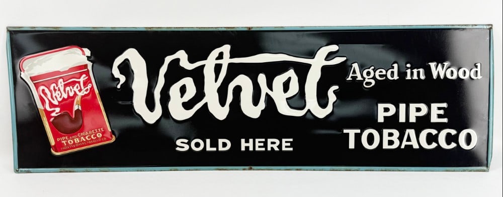SST Velvet Pipe Tobacco Embossed Advertising Sign (1 of 4)