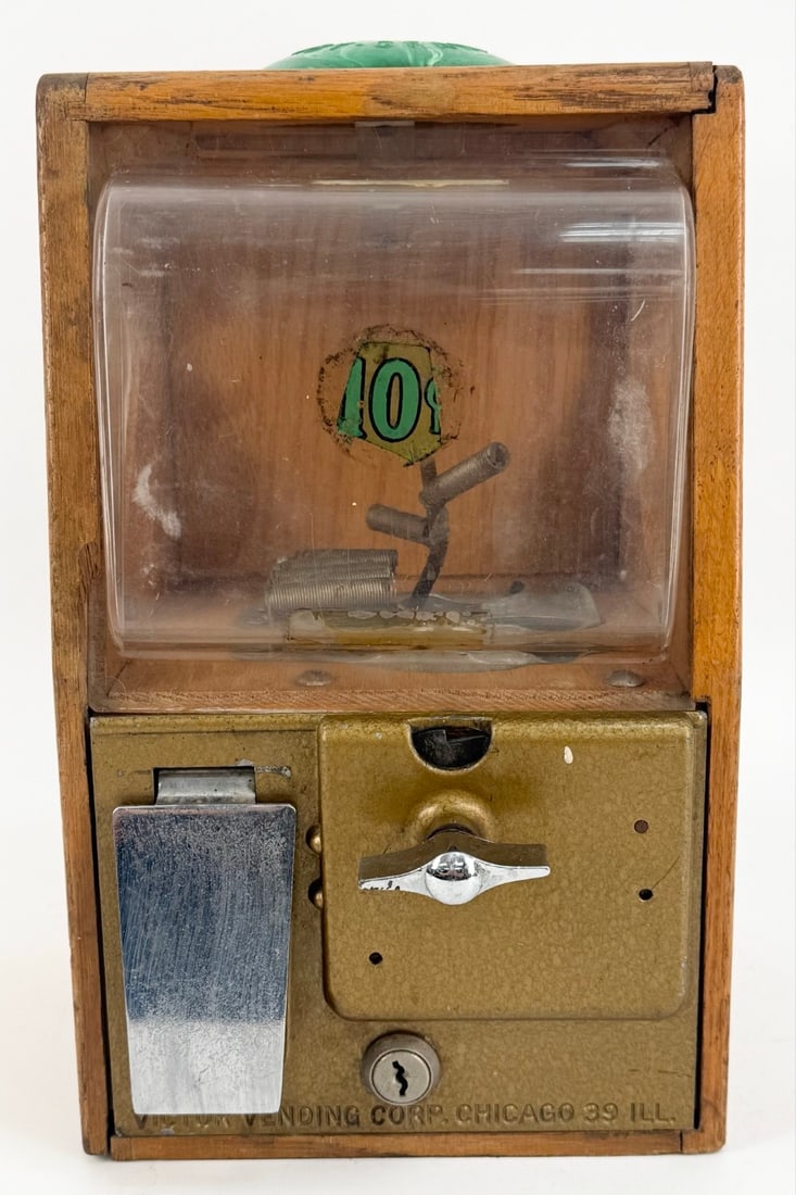 Vintage Victor Baby Grand 10 Cent Wood Case Gumball Vending Machine (1 of 5)