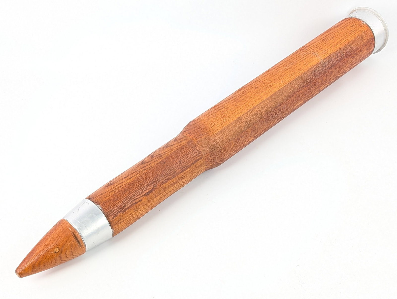 WWII US 1944 3in Dummy Cartridge: Shell is in nice condition with some tarnishing and paint wear on the metal from age. Measures 35in tall. Ref #: 6426