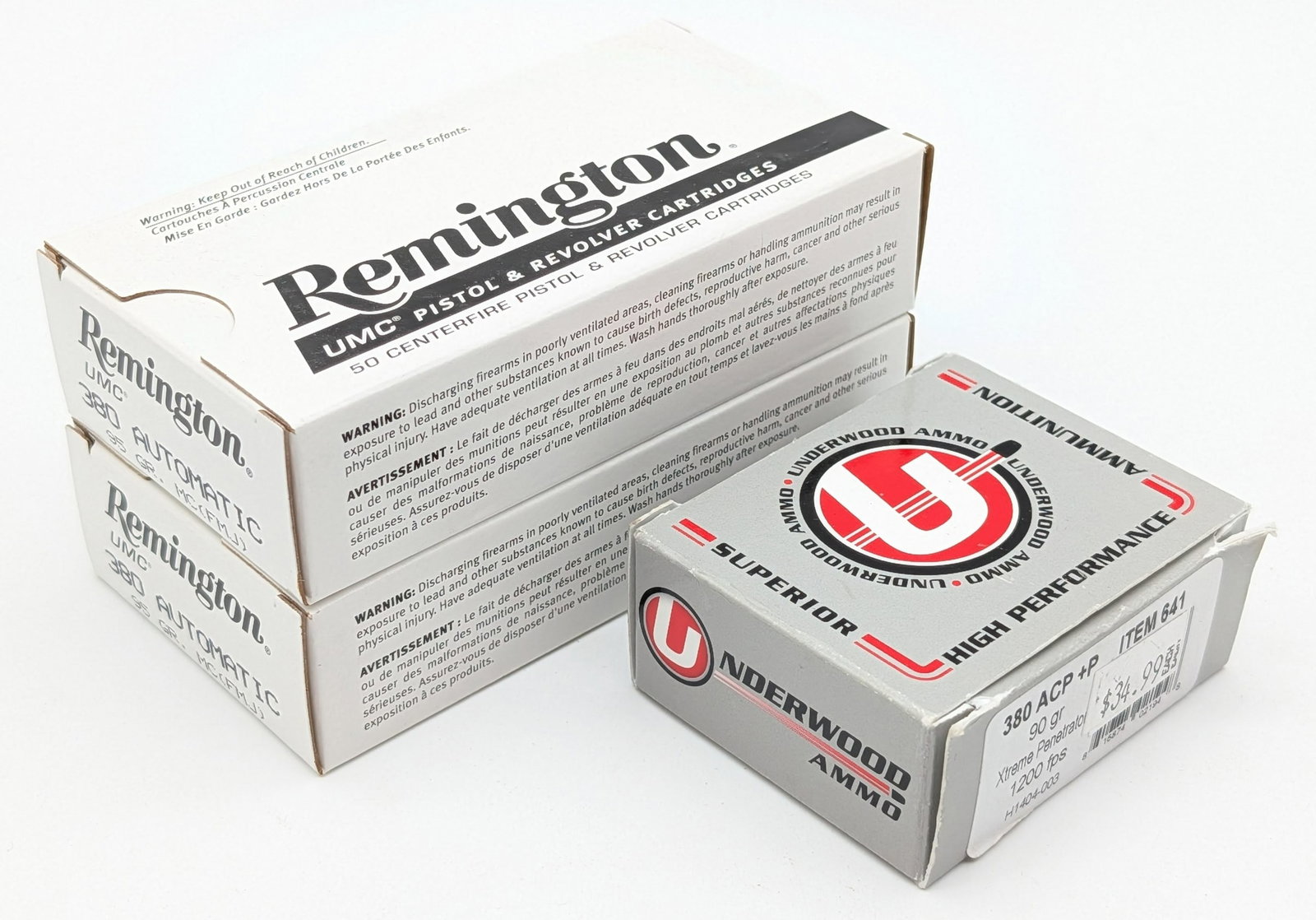120 Rnds Remington & Underwood .380 ACP Cartridges (1 of 2)