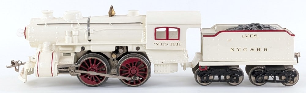 Restored Ives 1132 Locomotive with NYC & HR Tender: Restored prewar Ives 1132 locomotive with NYC & HR tender. Both have fairly nice custom restored paint restorations. Good condition overall with some minor decal wear.