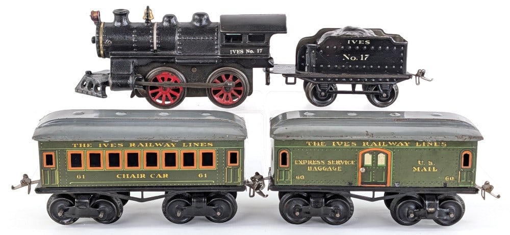 Ives Clockwork No. 17 Locomotive with Tender and Passenger Cars (1 of 14)