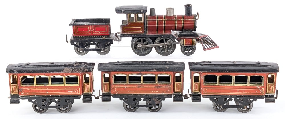 Issmayer Tin Clockwork Passenger Train Set (1 of 13)