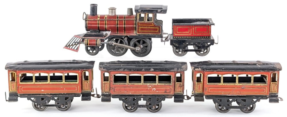 Issmayer Tin Clockwork Passenger Train Set - 2