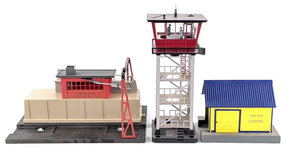 Lionel Railroad Control Tower, Culvert Pipe Loader, and Tool Shed (1 of 17)
