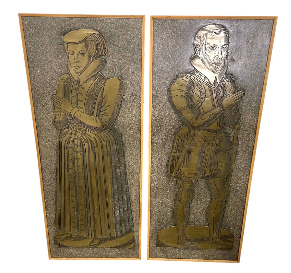 (2) Vintage Brass Grave Rubbings (1 of 10)