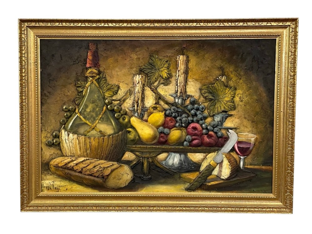 Van Dem 3-D Fruit Platter Oil Painting on Board (1 of 9)