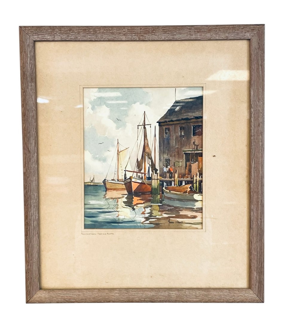 John Hare ?Provincetown Fishing Boats? Watercolor Painting (1 of 7)