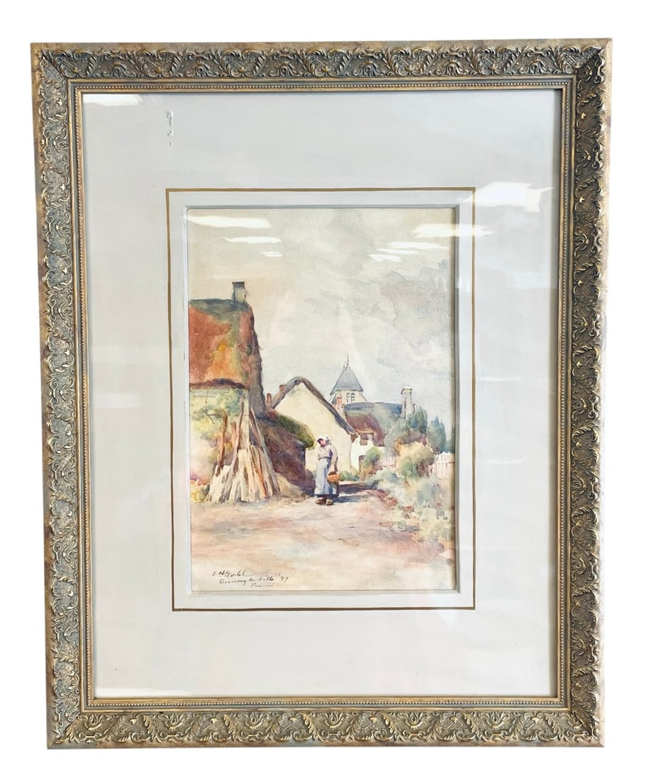 1994 E.H. Pohl Watercolor Painting: 1994 E.H. Pohl Watercolor Painting. Watercolor Paintings is in overall good condition from France. Measures 19 1/4? x 24