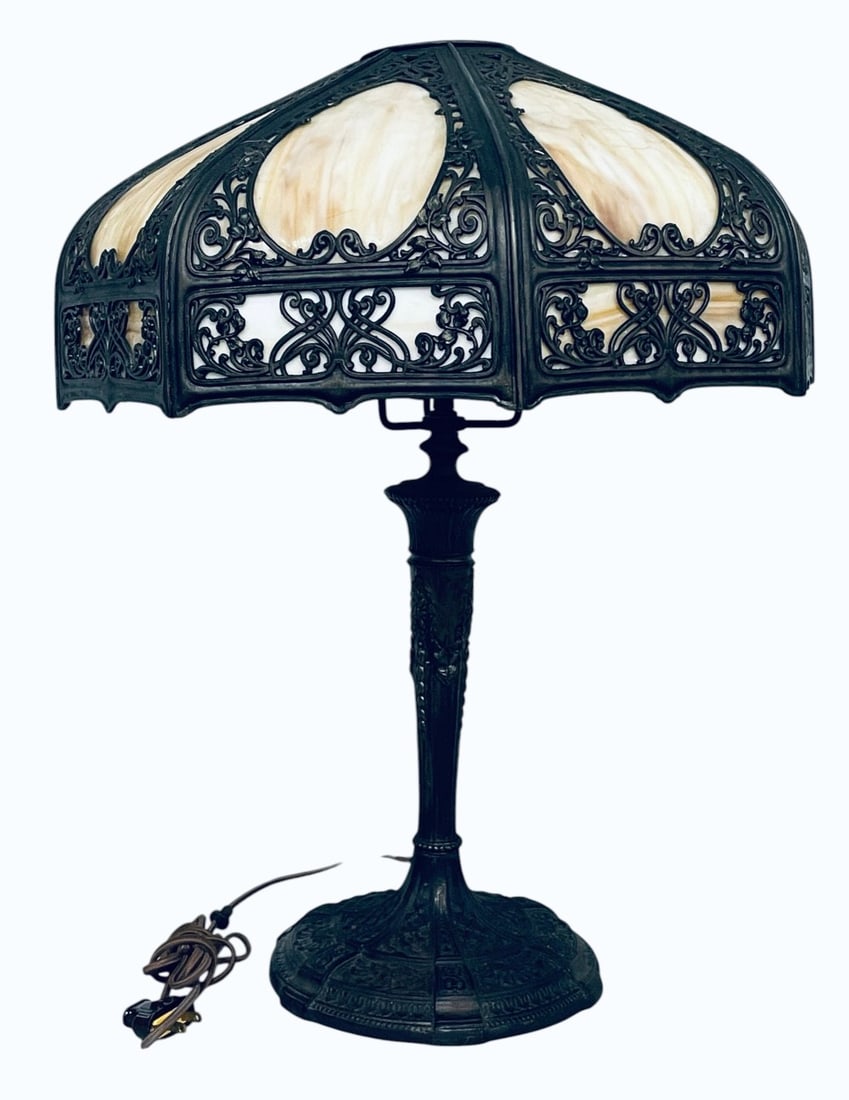 Antique Art Nouveau Stained Glass Table Lamp (1 of 15)