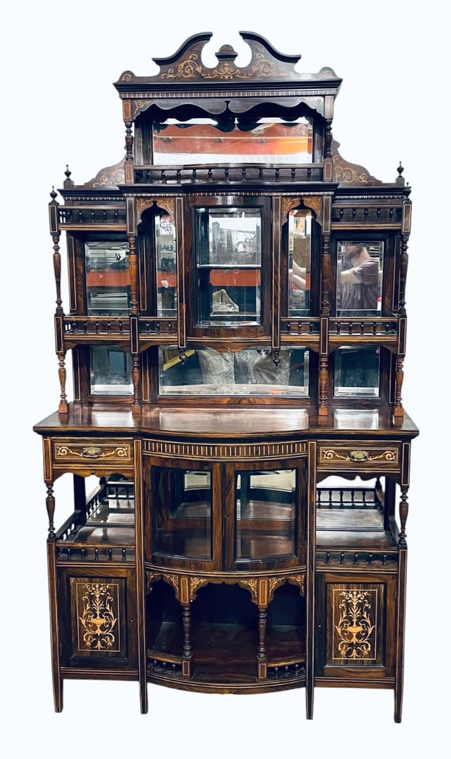 Antique Rosewood and Inlaid Parlor Cabinet (1 of 14)
