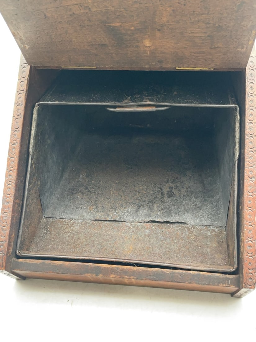 Antique Hand Carved Coal Scuttle Bin/Box - 10