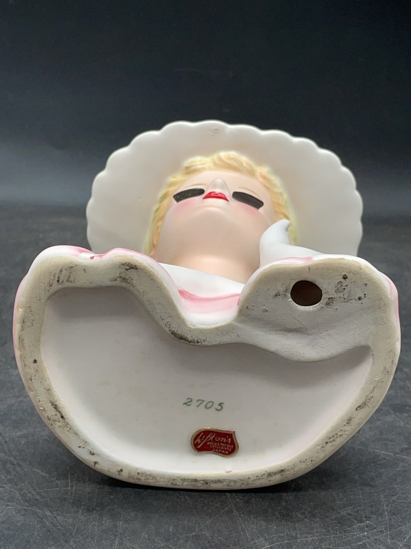 (2) Lefton Ceramic Lady Head Vases - 10