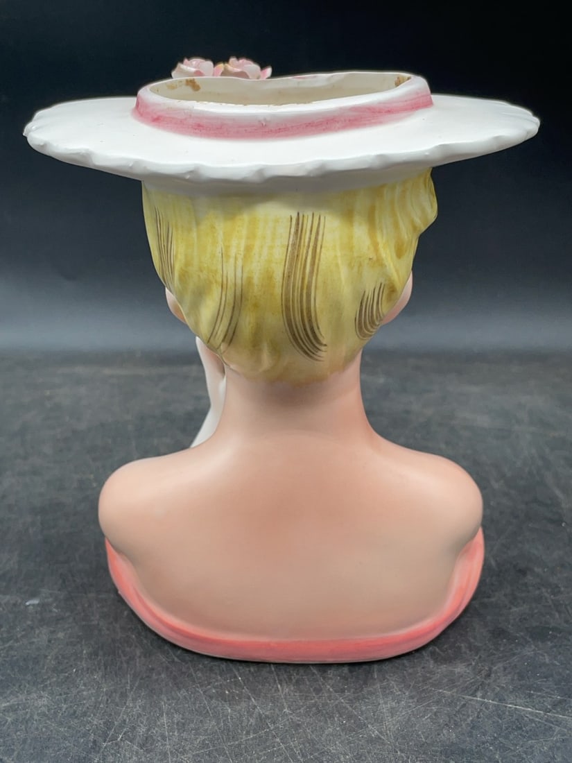 (2) Lefton Ceramic Lady Head Vases - 16