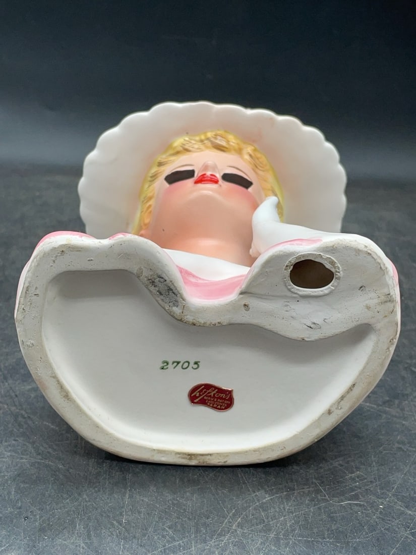 (2) Lefton Ceramic Lady Head Vases - 17