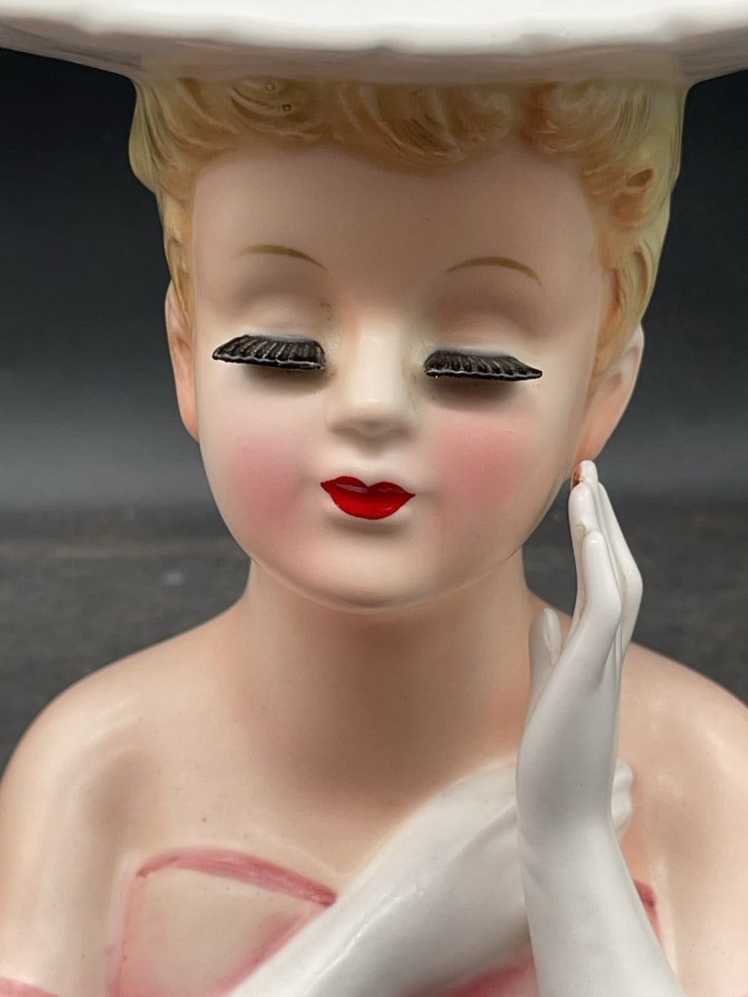 (2) Lefton Ceramic Lady Head Vases - 3