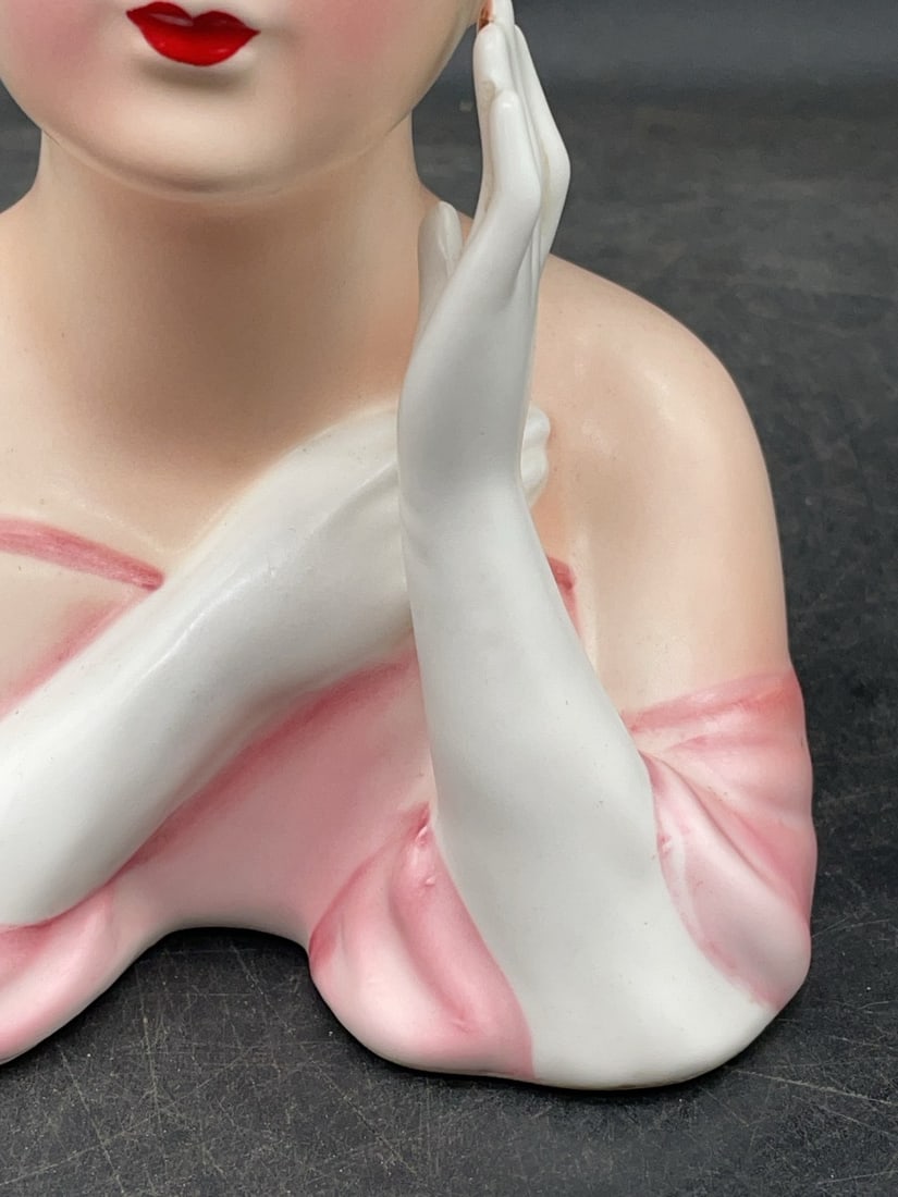 (2) Lefton Ceramic Lady Head Vases - 5