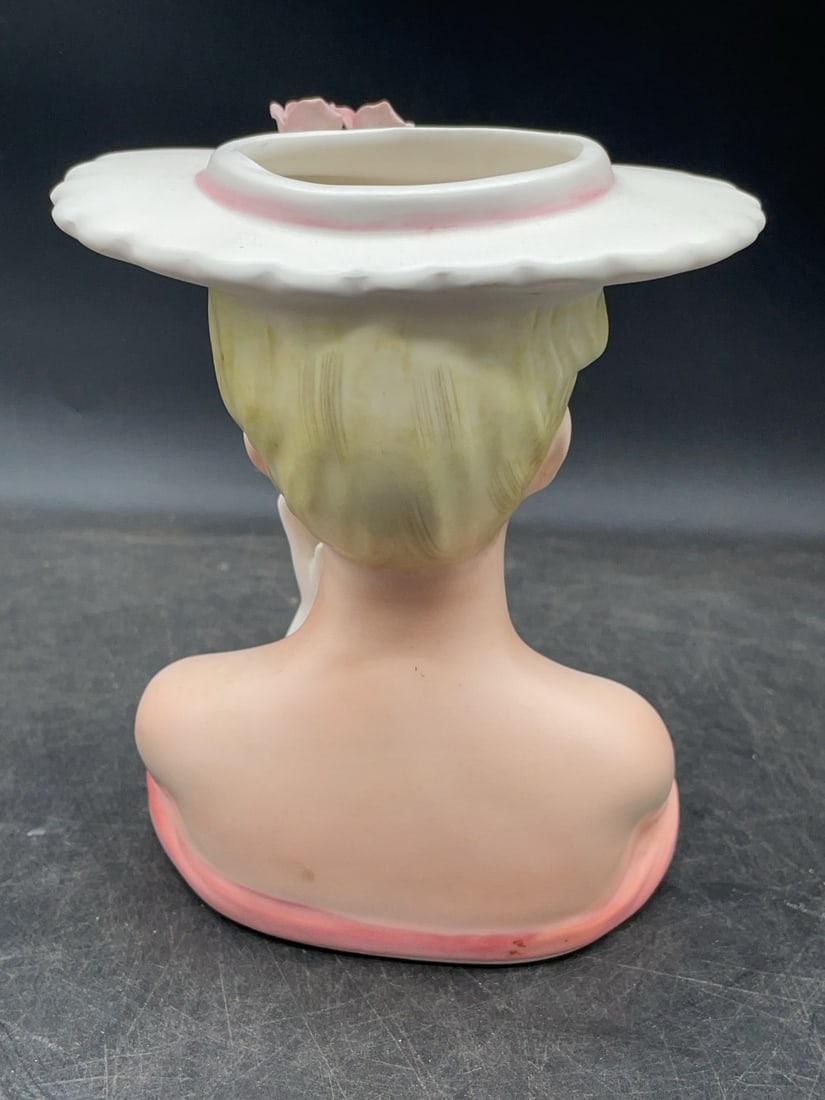 (2) Lefton Ceramic Lady Head Vases - 8