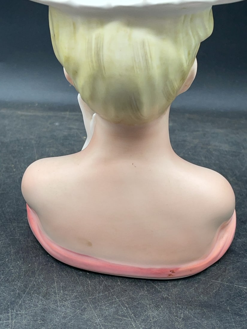 (2) Lefton Ceramic Lady Head Vases - 9