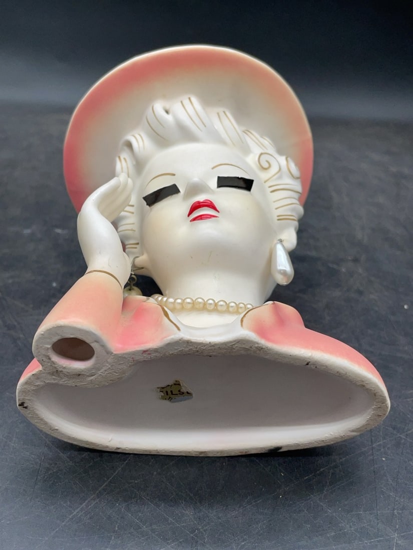 (2) Ceramic Lady Head Vases - 14