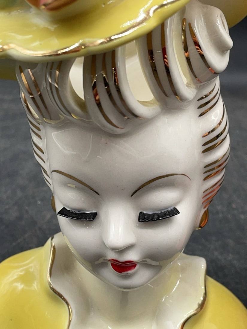 (2) Ceramic Lady Head Vases - 4