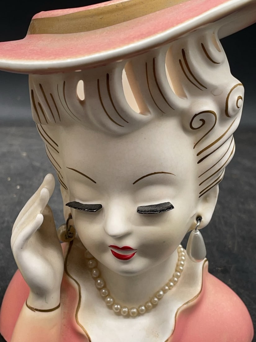 (2) Ceramic Lady Head Vases - 7