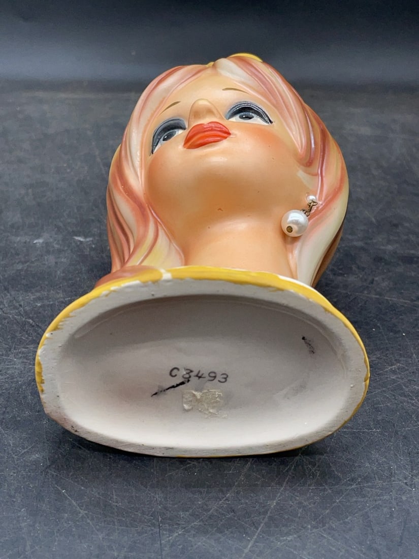 (3) Ceramic Lady Head Vases - 12