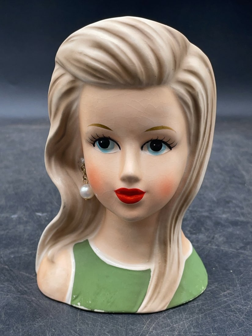 (3) Ceramic Lady Head Vases - 13