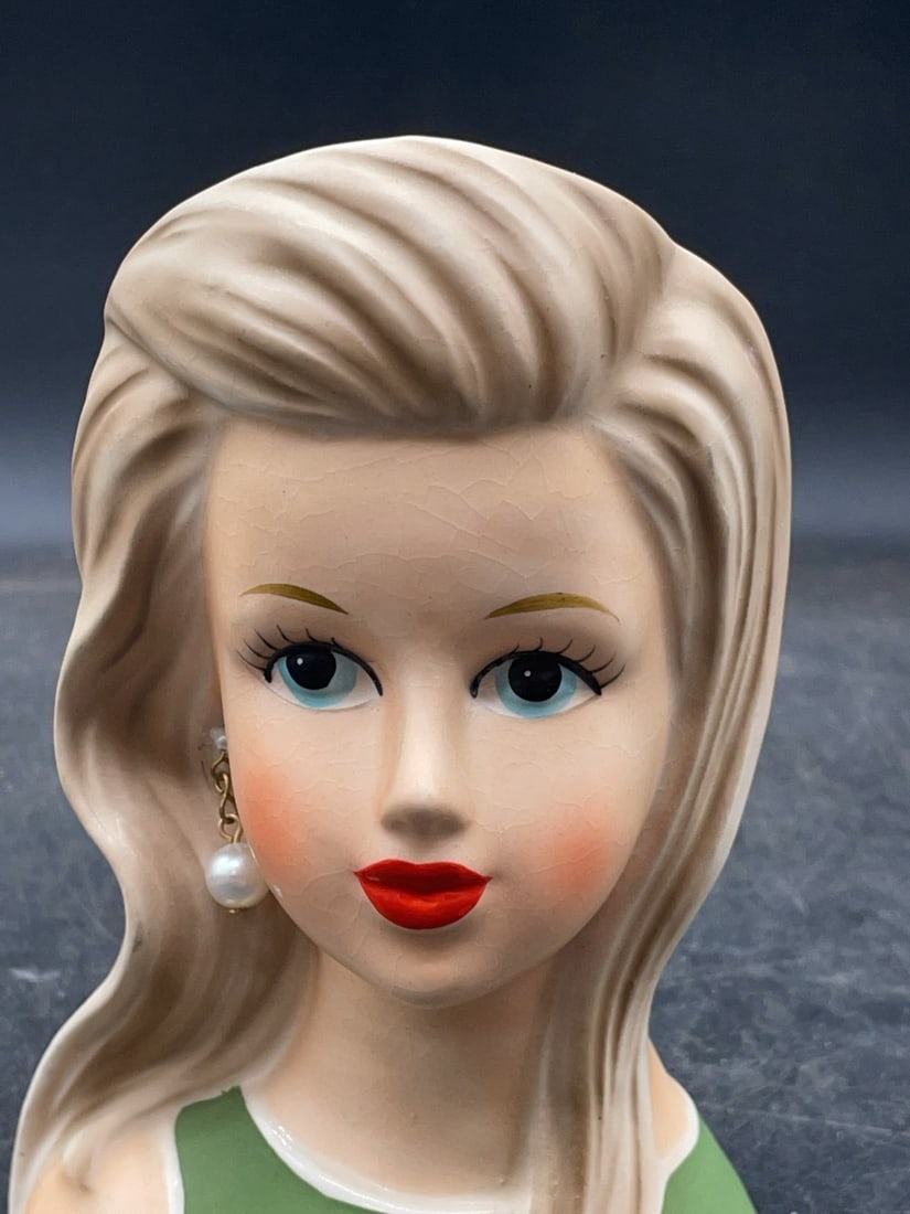(3) Ceramic Lady Head Vases - 14