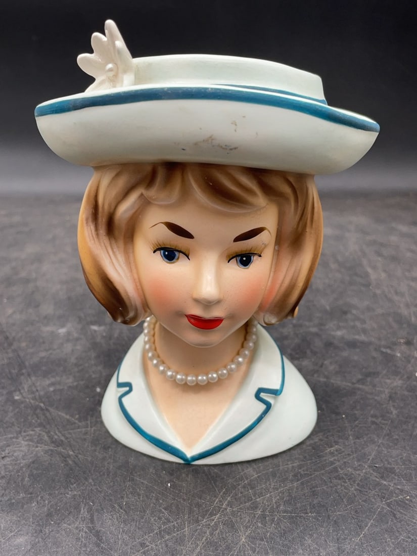 (3) Ceramic Lady Head Vases - 2