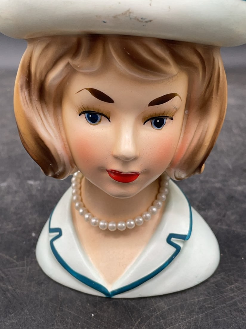 (3) Ceramic Lady Head Vases - 3