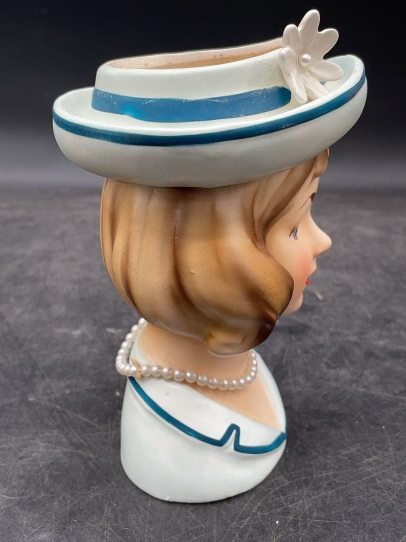 (3) Ceramic Lady Head Vases - 4